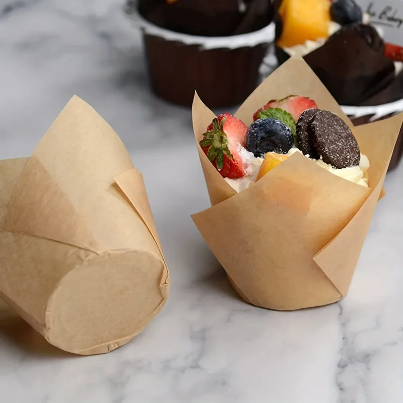 50/150PCS Tulip Muffin Cup Paper Cupcake Liner Kitchen Wedding Party Christmas Oil Proof Baking Paper Dessert Decoration Tool