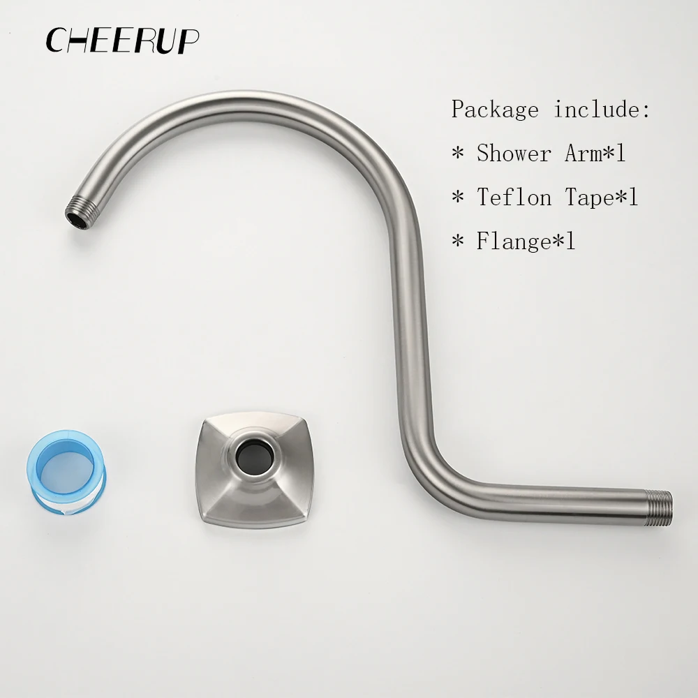 Description Picture 4 of itemWall Mounted Shower Arm Extension Pipe Stainless Steel Rainfall Head Elbow Accessories Bathroom Accessories Brushed Nickel