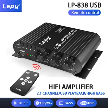 LEPY LP-838USB 2.1 채널 앰프, 블루투스 호환, 하이파이 베이스 지원, USB 무손실 음악 재생, 디지털 오디오 앰프
