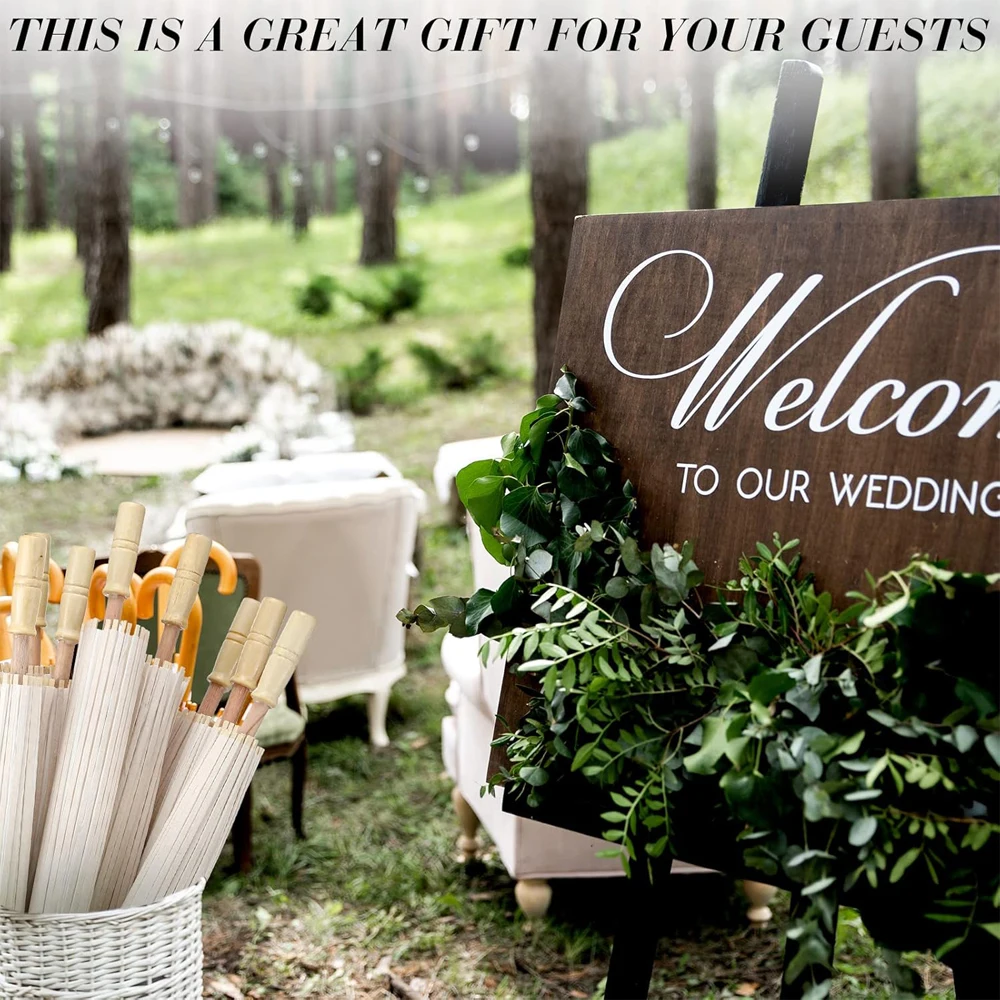 Wedding Party Favor Paper Parasol Bamboo Umbrella 6pcs White Chinese Paper Umbrella Bridal Shower Centerpiece Photo Prop 60/80cm