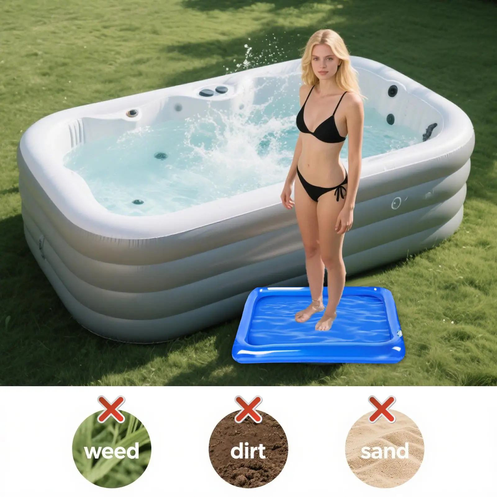 Piscina Portatile Gonfiabile Multifunzionale per Pediluvio Blu - immagine 5