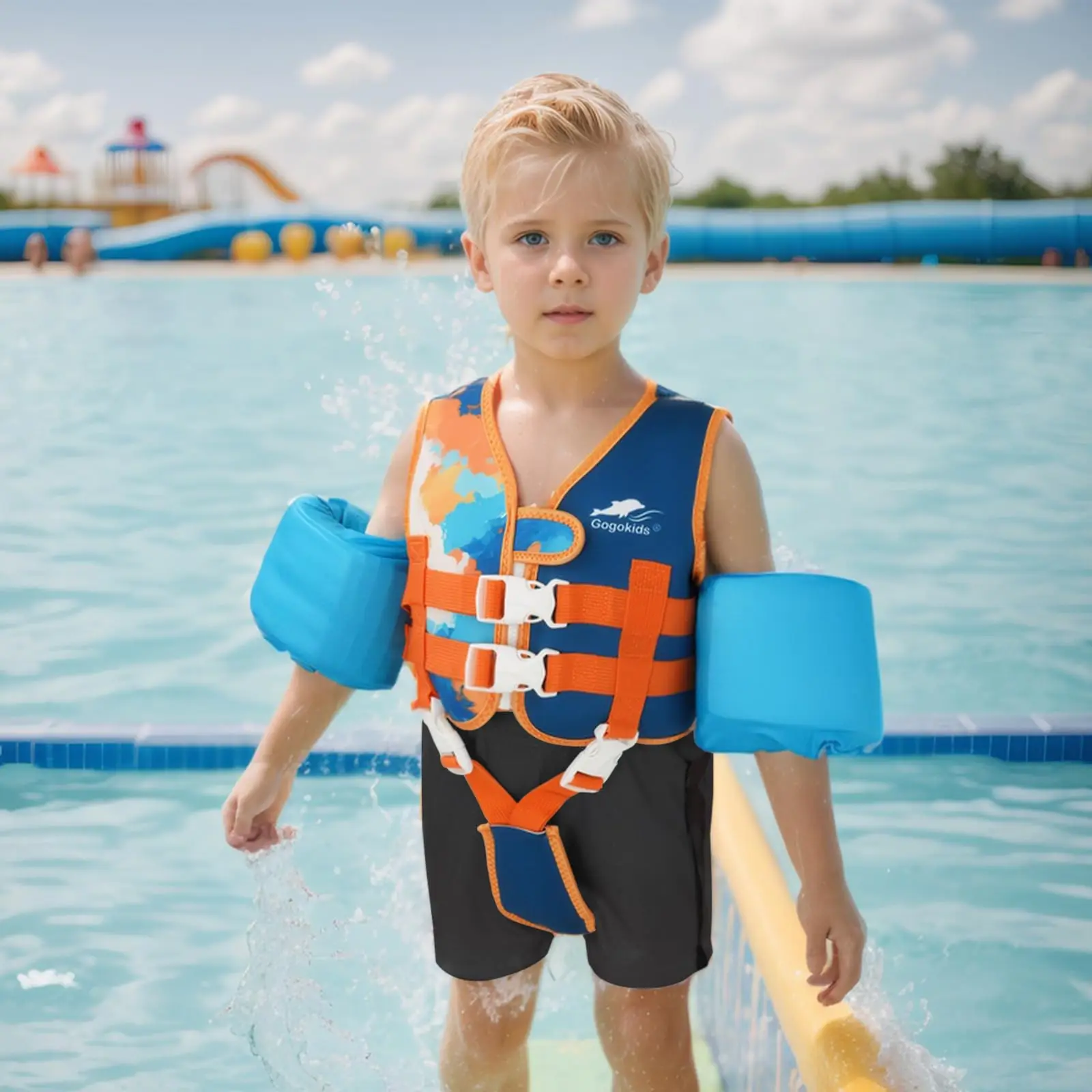 Toddler Floaties Swim Vest for Kids Swim Pool Float Jacket for Girls & Boys Toddler Swimwear with Removable Floats Safety Strap 5