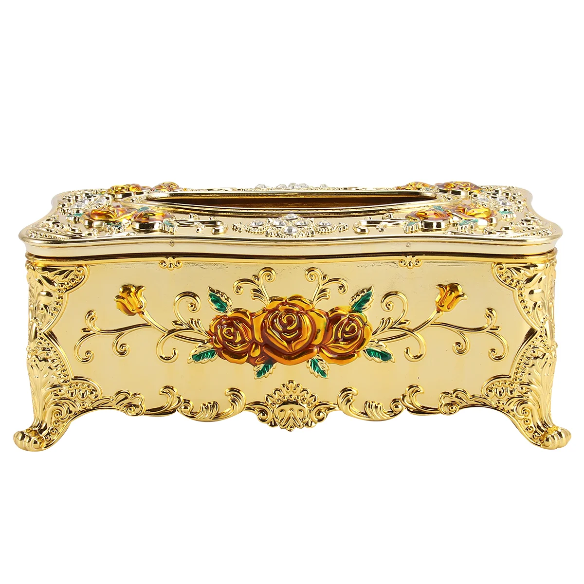 

Box Tissue Napkin Holder Dispenser Storage Toilet Decor Bathroom Rhinestone Rectangular Dryer Sheet Cover Patterned Rose Case