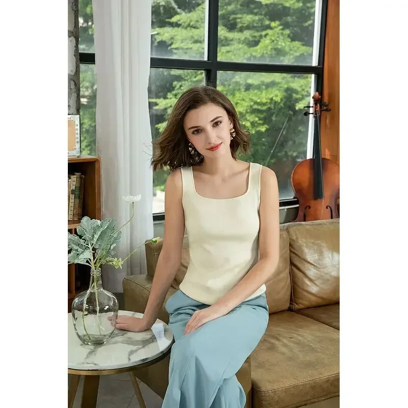 Fashion Deep Square Collar Vests Summer New Fashion Sexy Women's Crop Tops Sling Vest Camis