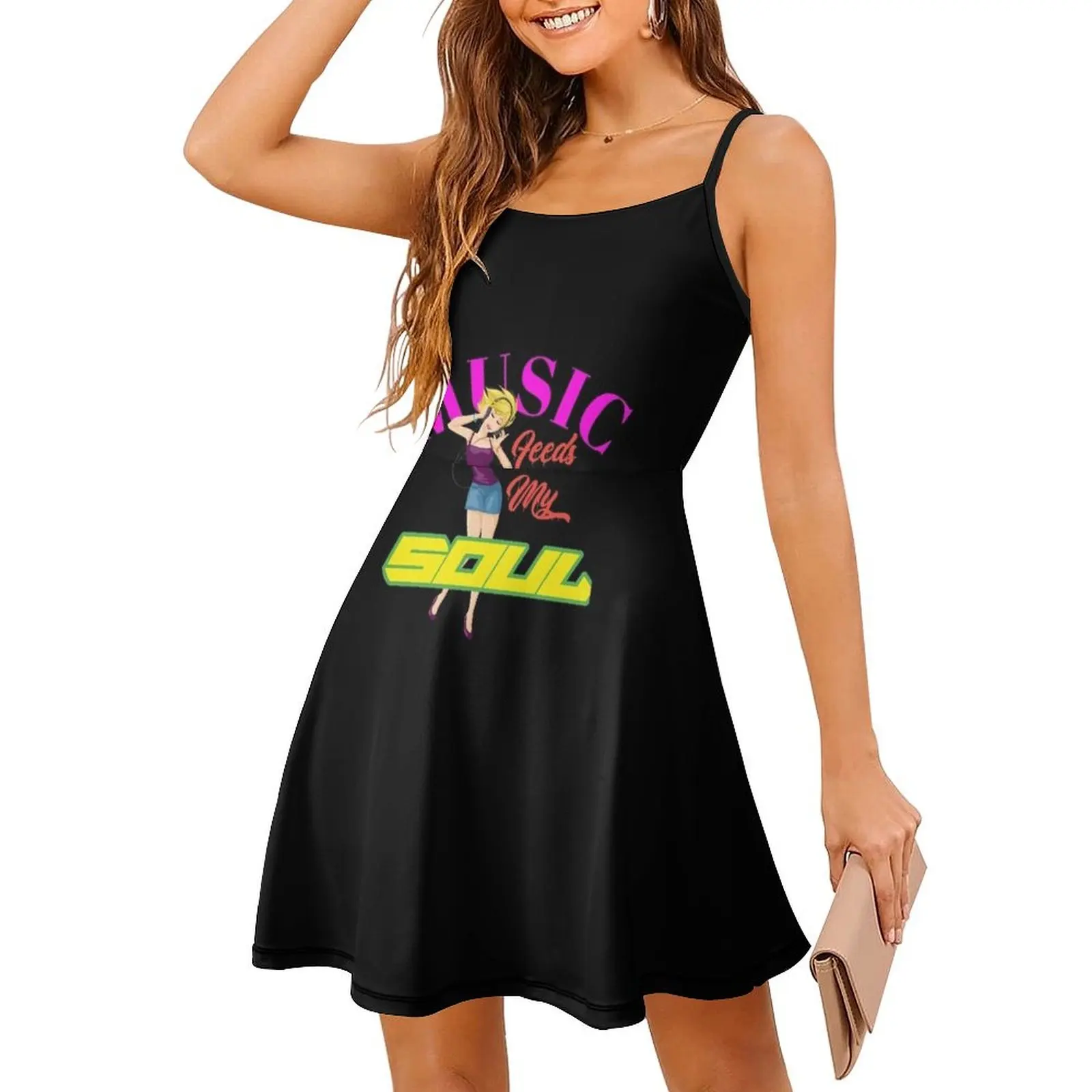 

Music feeds my soul for music lovers Sling Dress women's summer jumpsuit summer clothes Dress vintage Long veiled dresses