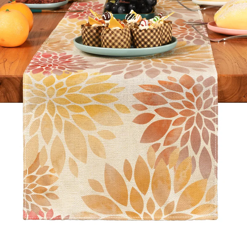 Digital Print Creative Leaf Plant Table Flag Bed End Flag Placemat Modern Simple Thickened Polyester Cotton Tablecloth