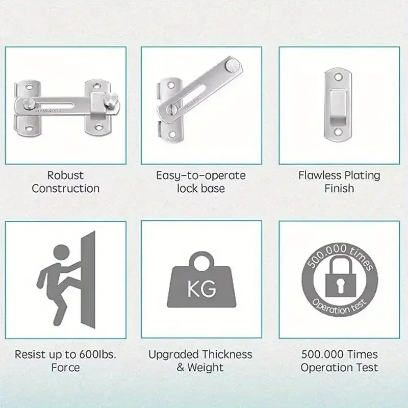 Sliding Door Latch 1Pcs Stainless Steel Sliding Barn Door Lock Hardware Gate Latches Window Closet Matte Black Silvery