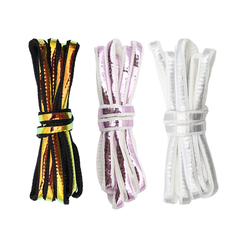 Weiou Creative Personality Shoelaces 0.8 Diameter Laser Tape With Semi-curcular Shoestring Atractive Men Ladies Sneakers Canvas