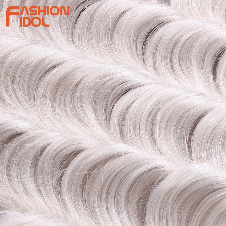 24Inch 6pcs Deep Wave Ponytail Hair Bundles FASHION IDOL Synthetic Hair Weave Ombre Blonde High Temperature Fiber Extension hair extensions