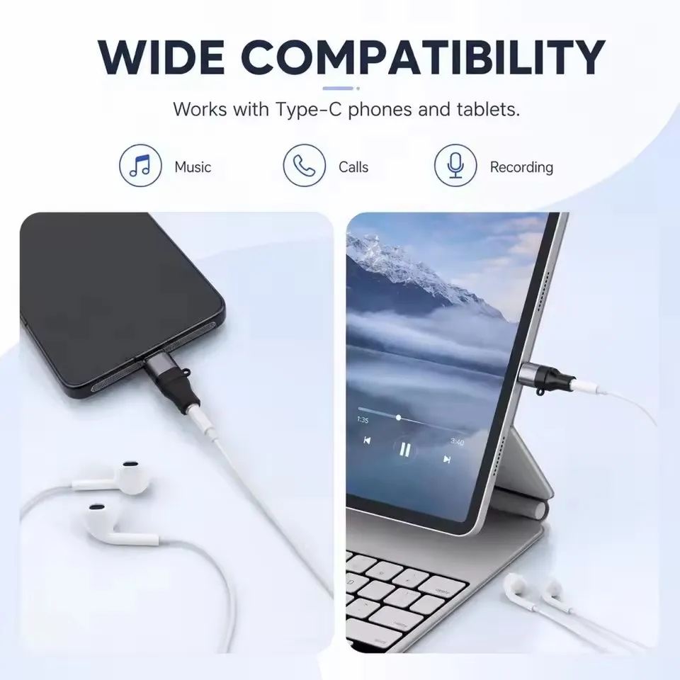 USB-C to 3.5mm Headphone Audio Adapter – Mini Type-C Jack Converter