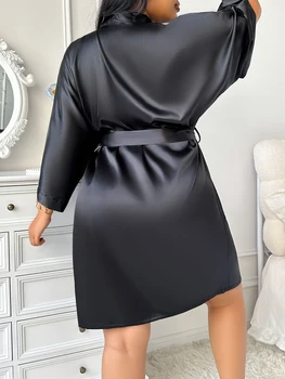 رداء حمام صيفي كاجوال ومثير مقاس كبير ملابس منزلية بيجامات نسائية أنيقة بلون سادة 5