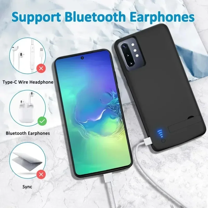 삼성 갤럭시 S8 S9 S10 S20 S21 S22 S24 플러스/울트라 노트 8 9 10 노트20용 10000mAh 배터리 충전 케이스 파워 케이스 보조배터리