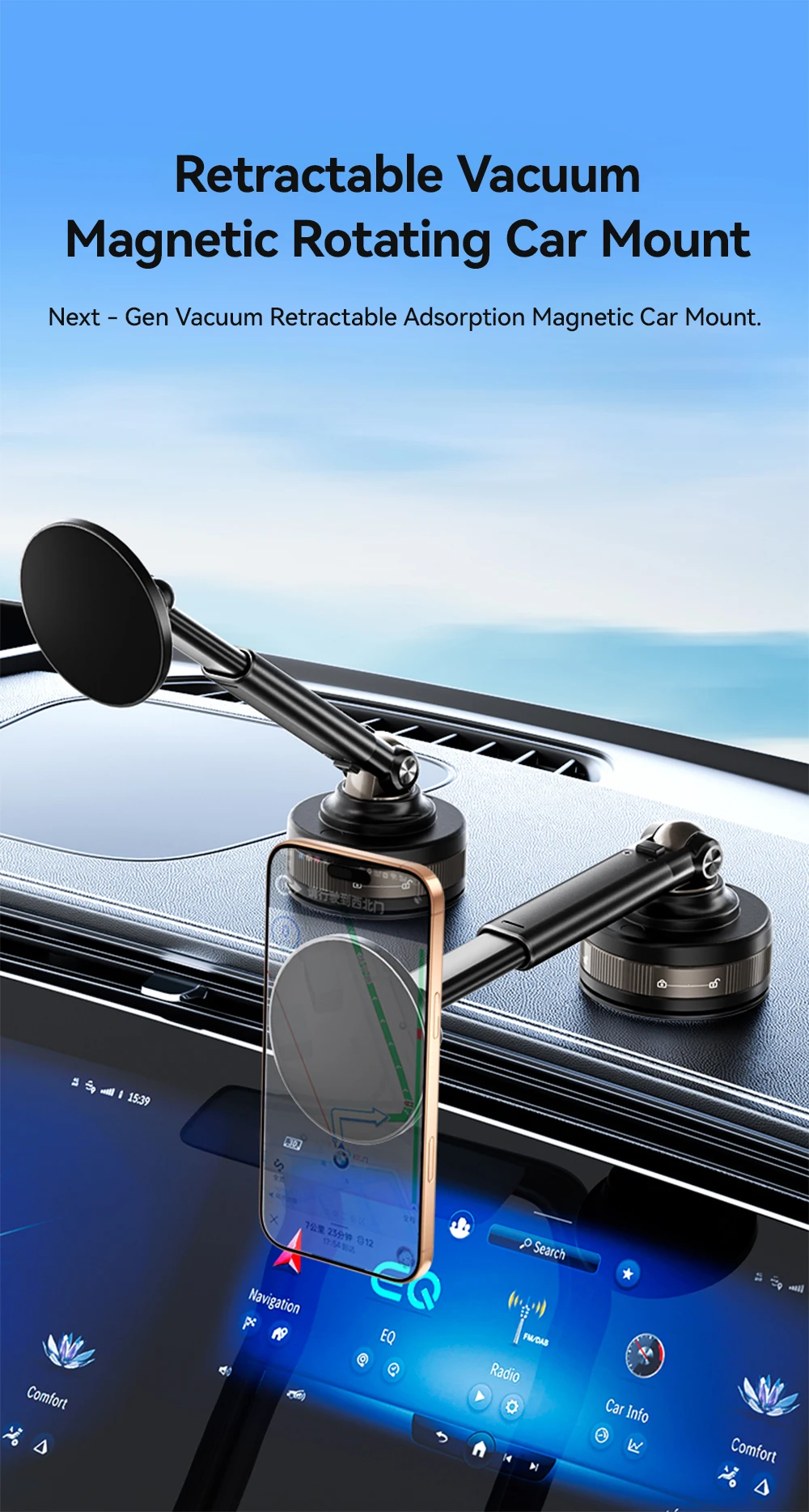 Magnetic Car Phone Mount Strong Magnet Dashboard Windshield Suction Cup Phone Ho