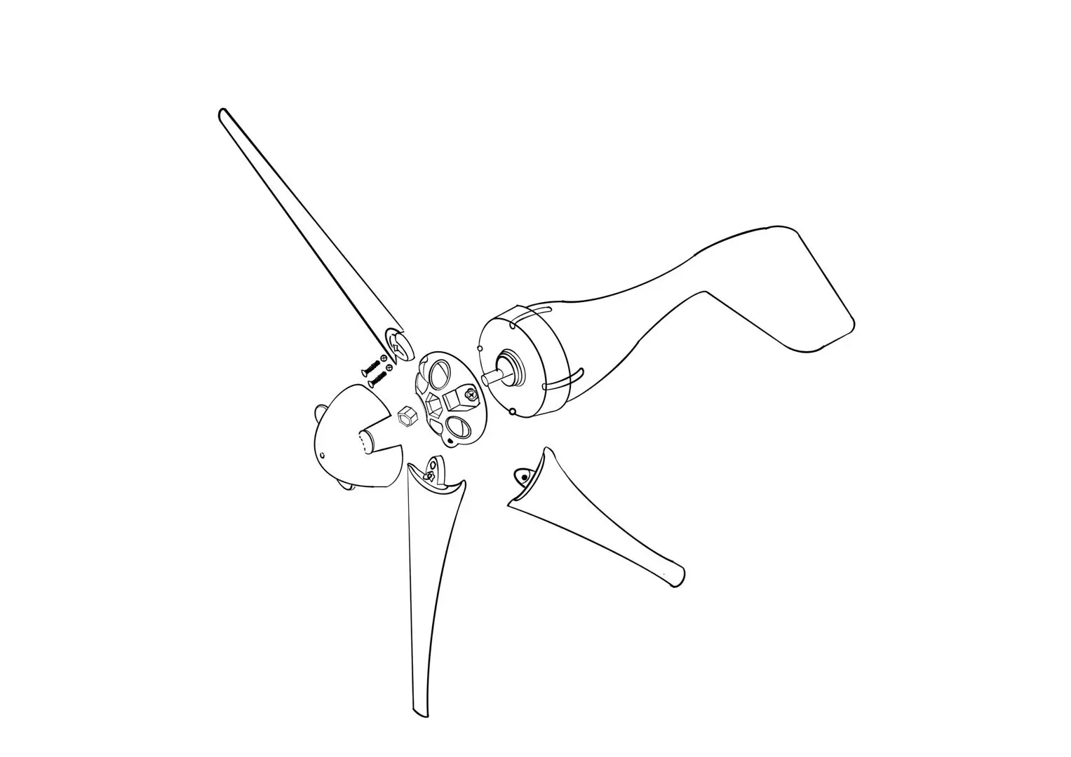 Wind Blades for Wind Turbine Assemble Freely 580mm High strength Carbon fiber with nylon wind turbine blades