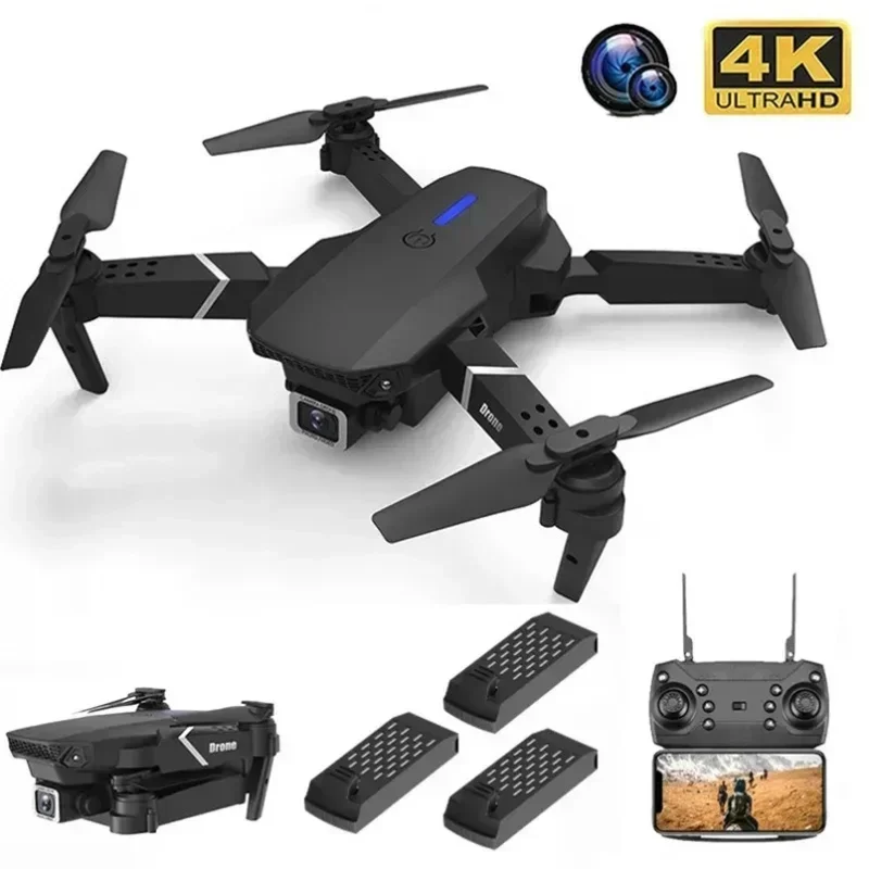 

4K FPV Drone with Camera Quadcopters RC Drone 4K Profesional Height Hold RC Foldable Quadcopter Drone Gift Toy E88 Pro