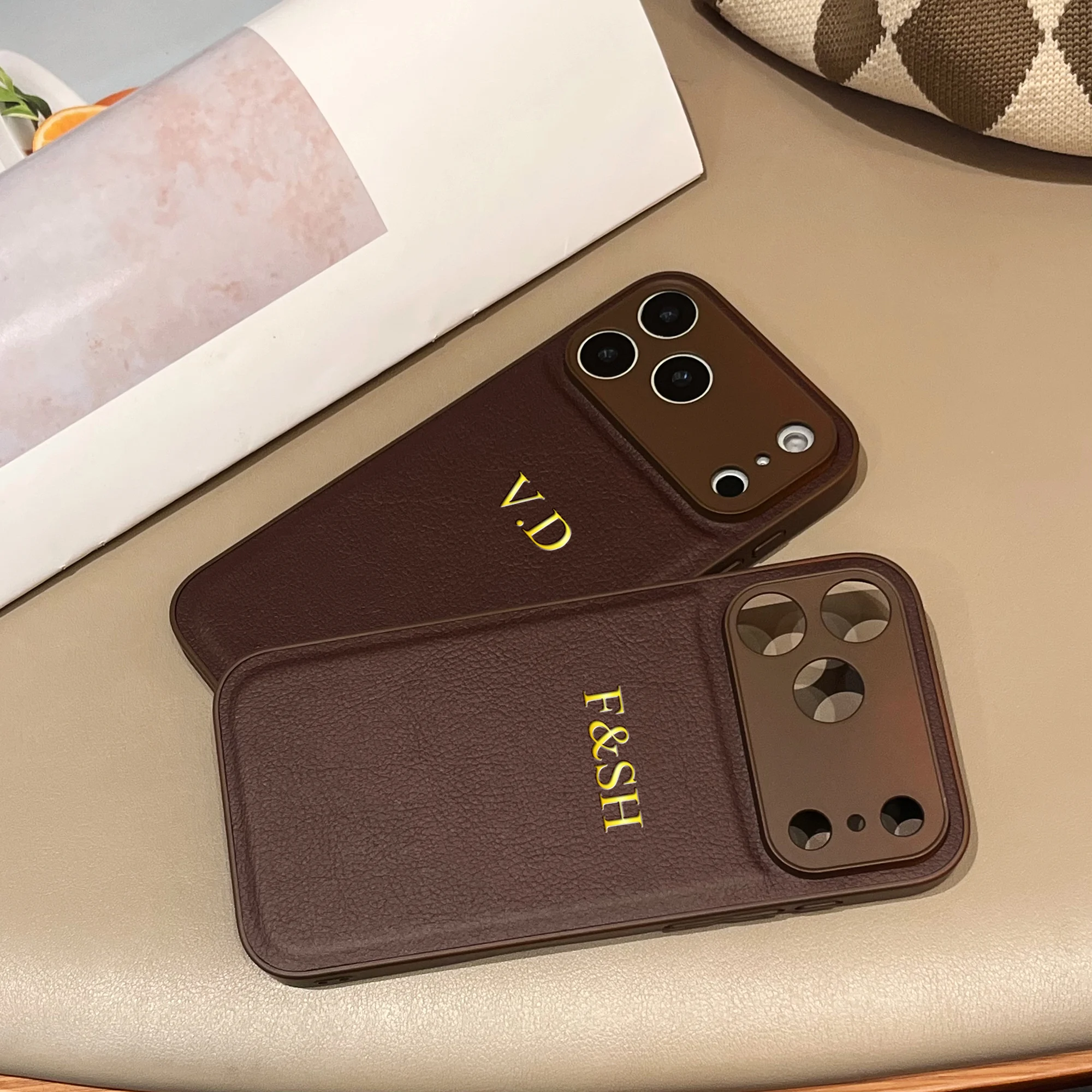 Personalized Luxury Classic Faux Leather Case For iPhone 17 16 thumbnail 5