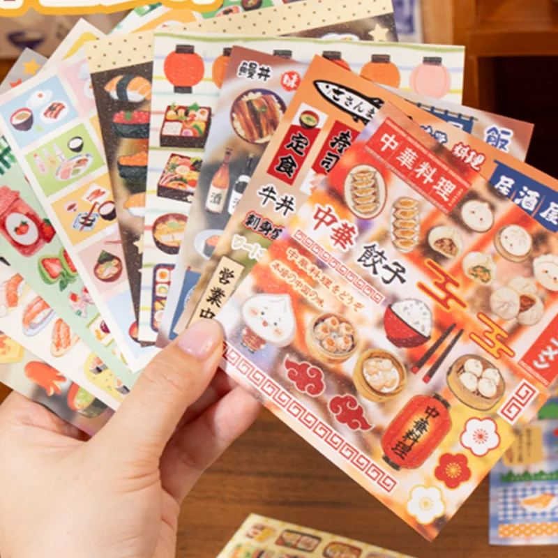 30개/봉지 일본 빈티지 스타일 음식 테마 다이컷 스티커북 DIY 핸드북 (다이어리, 노트, 카드 장) - Mr. Paper