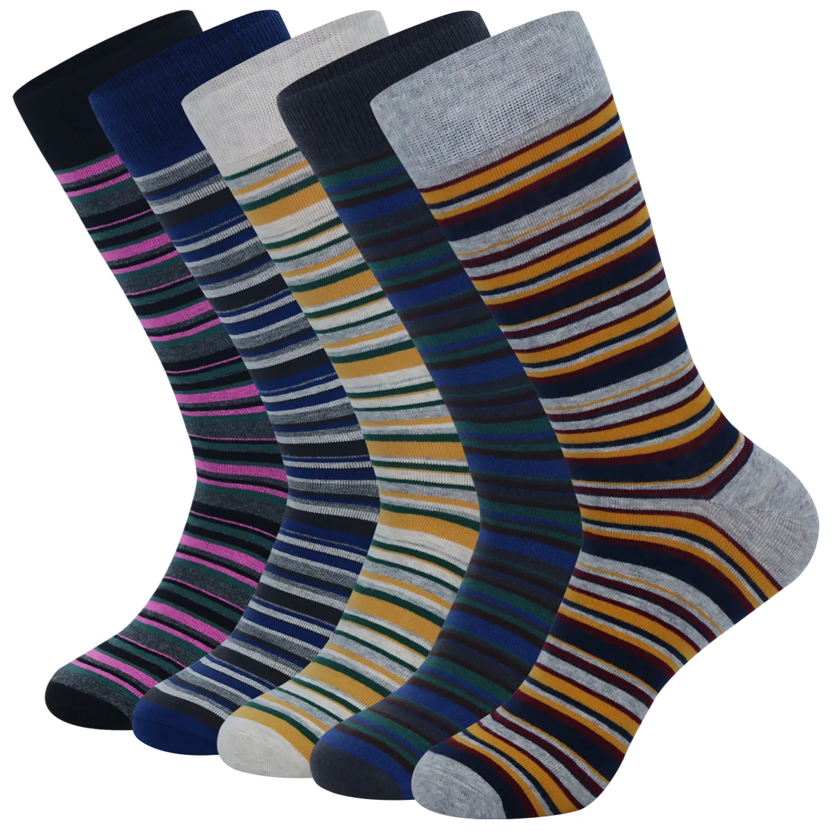 5 Pairs Breathable Soft Fashion Colorful Casual Men Socks Size EU41 48 Stripe Grid Business Men