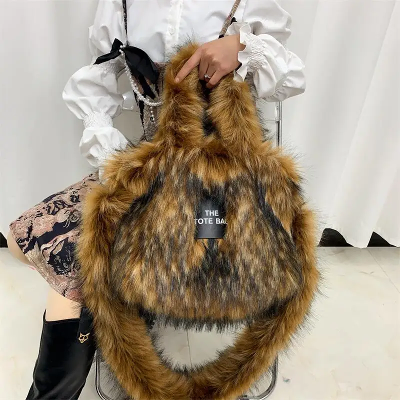 2025 Designer Faux Fur Tote Bag for Women Luxury Handbags