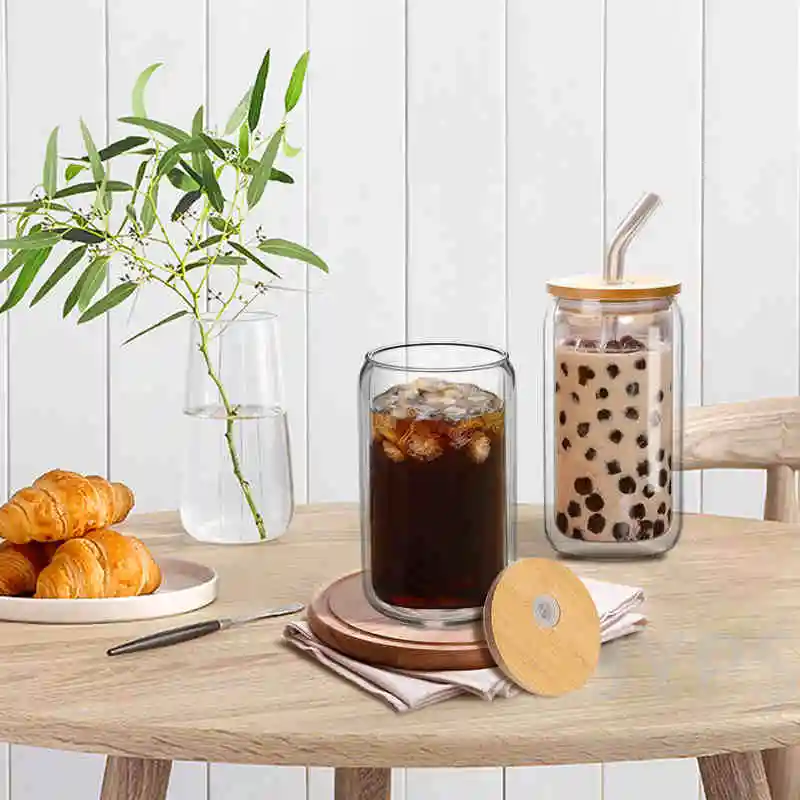 16oz sublimation Snowglobe glassware cup cups water tumbler clear iced  coffee mug double wall beer can glass with lid straw - AliExpress