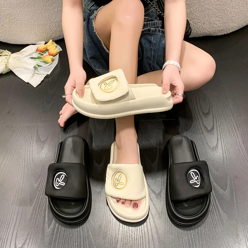 

Fashion Women's Slippers 2023 Women's Shoes Summer Print Outdoor Anti slip Beach Sandals EVA Indoor Soft Sole Sandals