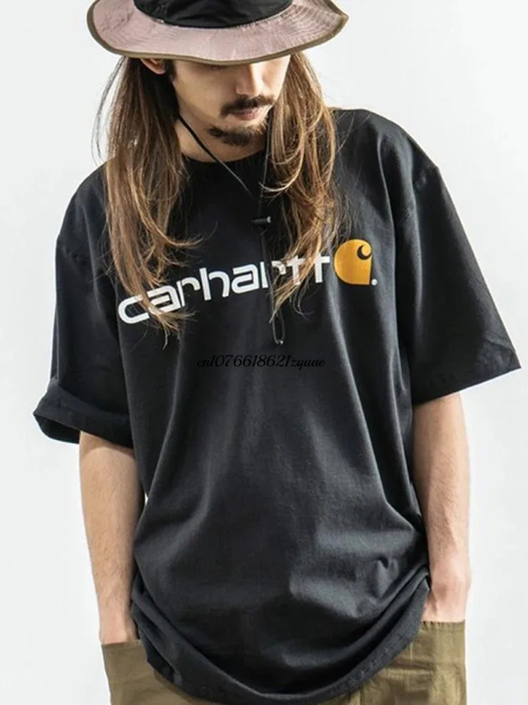 2023 Carhartt Wip 브랜드 코튼 100% 남녀공용 티셔츠, 루즈한 밀리터리 스타일 코튼 반팔 작업복, 커플 티셔츠