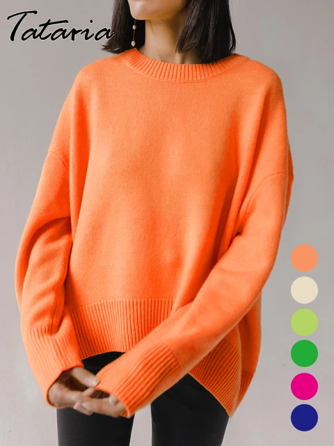 Red Oversized Sweater Womens | Rose Red Sweater | Rose Red Knit Sweater -  Basic Oversize - Aliexpress