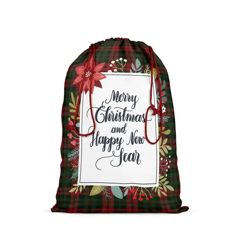 

Рождественская Холщовая Сумка-тоут 19*25 в винтажном стиле, искусственная кожа с кулиской и ручкой, Классические рождественские украшения