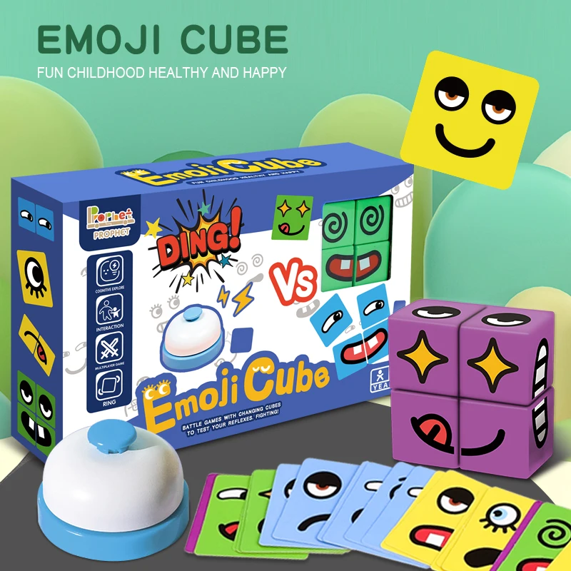 

Face Change Cube Game Toy Montessori Expression Puzzle Building Blocks Toys Early Learning Educational Match Toy for Kids Gift