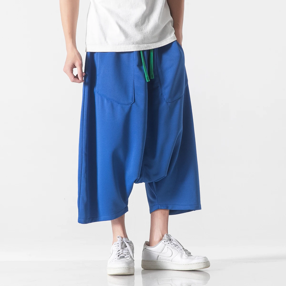 Men Chinese Style Wide-Leg Pants Men Hanging Crotch Hip Hop Bloomers Skirt Pants Ancient Male Loose Kung Fu Calf Lenght Trousers wide leg pants wide leg sweatpants