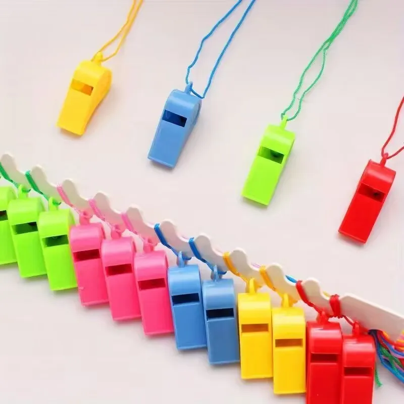 24pcs Sporting Goods Plastic Whistle Colorful Cheer Referee Whistle Fan