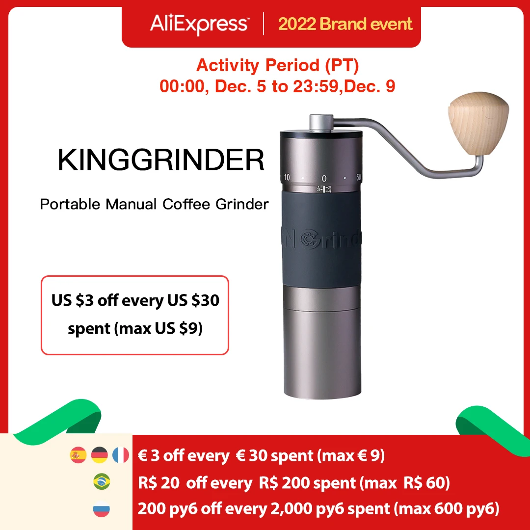 Kingrinder K2 / K4 / K6 Manual Coffee Grinder Portable Hand Mill 48mm