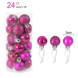 Festive Christmas Tree Ornaments - Elegant Hanging Decorations for Home and Party Decor 2023 (24pcs rose red)