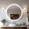 Large Round LED Bathroom Vanity Mirror Anti-Fog with Brighter Lights for Makeup Wall Mount Smart Touch 1