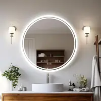 Large Round LED Bathroom Vanity Mirror Anti-Fog with Brighter Lights for Makeup Wall Mount Smart Touch 1