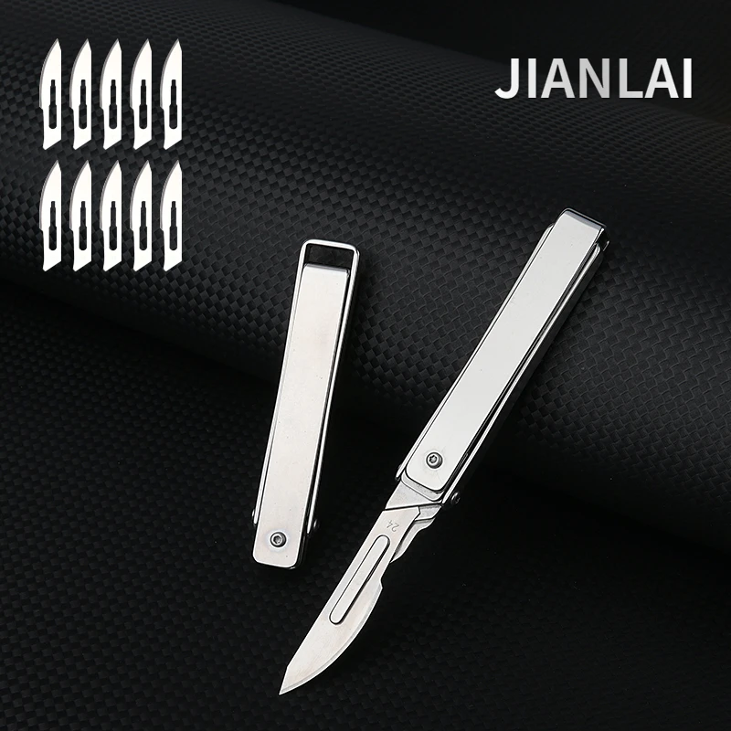 New Stainless Steel Folding Surgical Knife Medical Folding Knife EDC  Outdoor Box Opening Pocket Knife with 10 replaceable blades - AliExpress