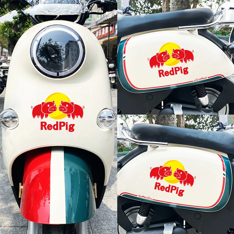1set Bike Waterproof Stickers Personalized Sticker Bicycle Frame Sticker Red Pig Decorative Decals Bike DIY Accessories