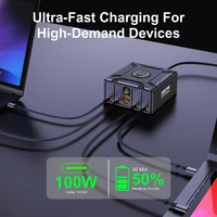 550W 7-in-1 Charging Station with 100W Retractable USB C Cable GaN Fast Charger for MacBook Pro iPhone 17 Samsung Laptop Tablet 4