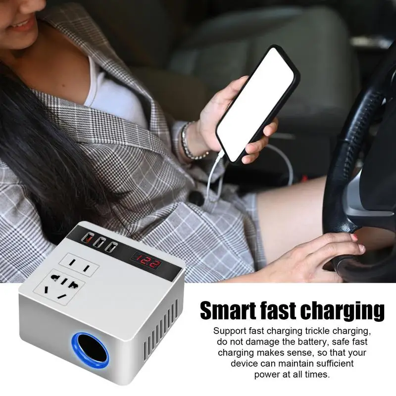 Car Plug In Adapter Outlet USB Ports Charger Quick Charging Electric Car Charger 150W Quick Charging For Travel Air Compressor
