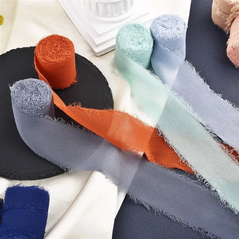 Gauze chiffon ribbon 5yard silk-like ribbon wedding invitation bouquet fabric ribbon Christmas decoration gift wrapping