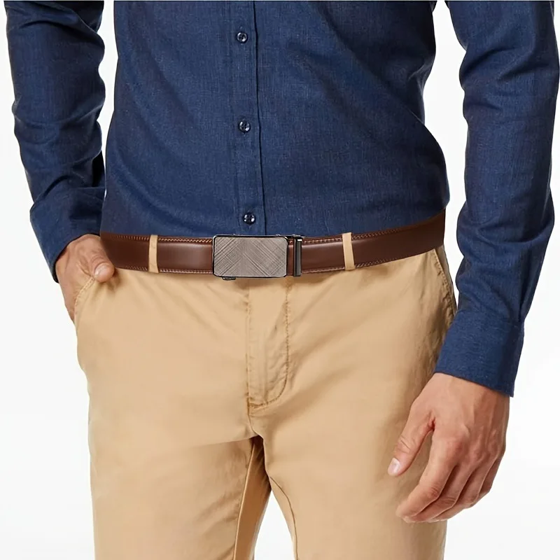 Genuine Leather Mens Automatic Buckle Belt