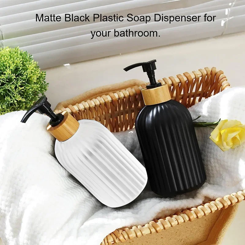 500ml Strip Soap Dispenser Bamboo Pump Refillable Shampoo Liquid Conditioner Bottle Home Bathroom Accessories