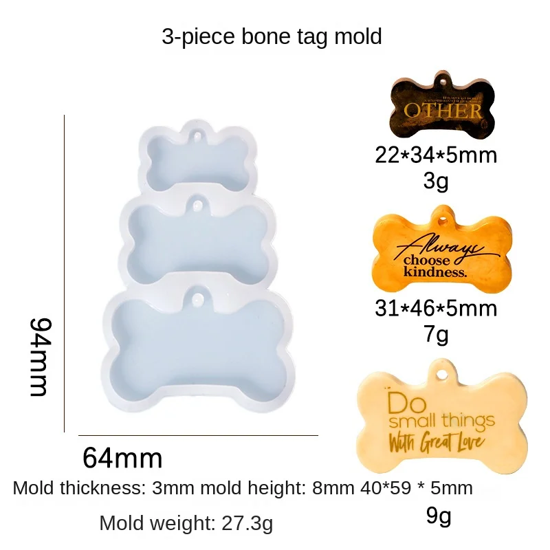 Dog Tag Bone Shaped Keychain Pendant Mold DIY Dog Tag Resin Mold Crystal  Epoxy Silicone Mold Jewelry Making Casting Mould - AliExpress