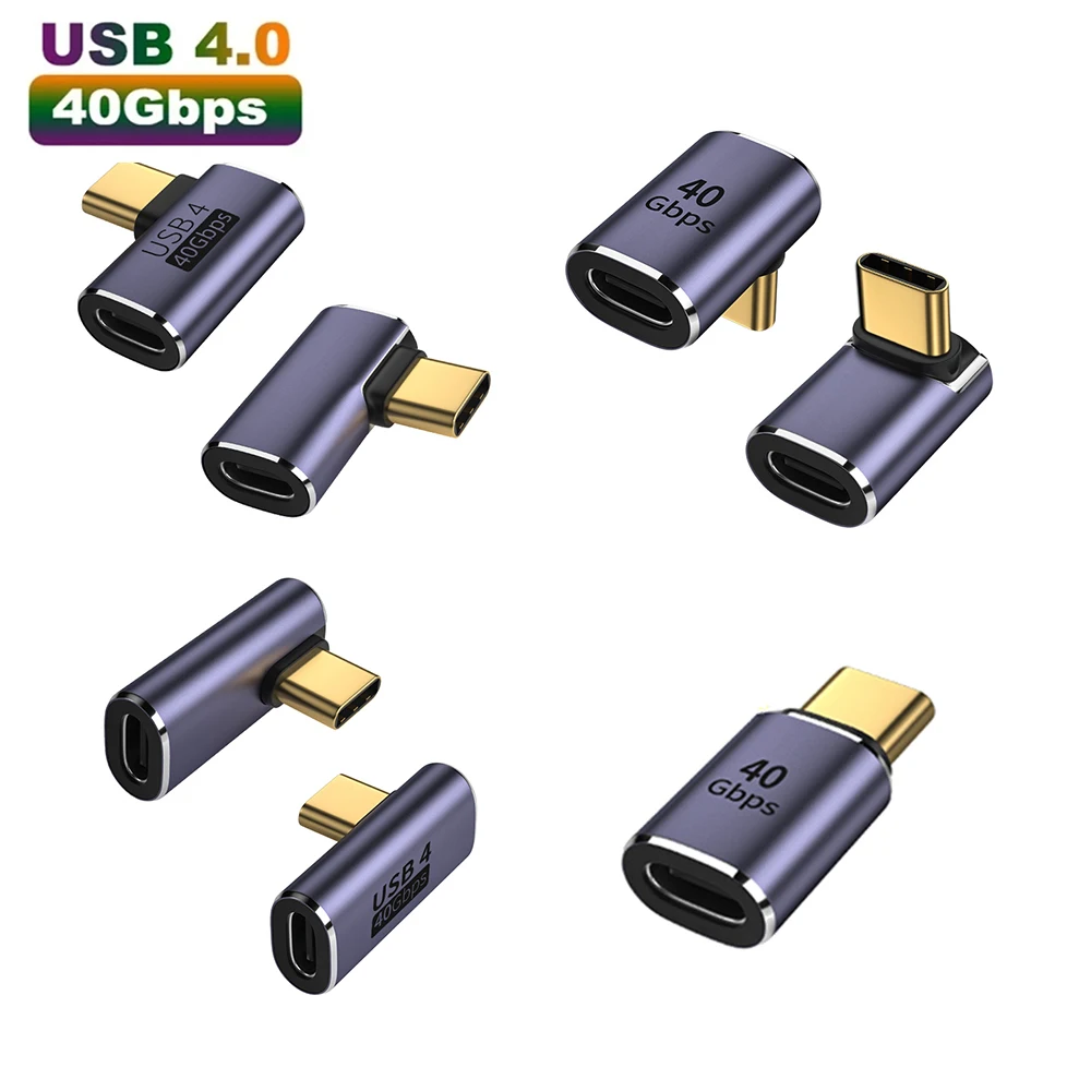 

USB4.0 40Gbps type C 90 degree Adapter 100W 5A USB C to Type C Fast Charging Converter USB C Data Adapter For Macbook 8K60HZ