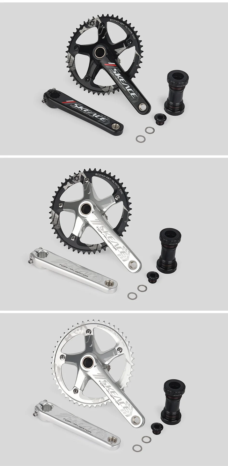 165mm Crank Arm 144BCD Track or Road Bike Fixed Gear Crankset