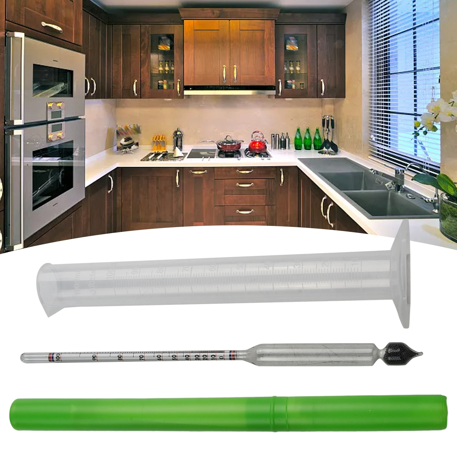 

Alcohol Meter Hydrometer W/ 100ml Plastic Measuring Cup Distilling 0- Tester Measuring Instrument Testing Supplies