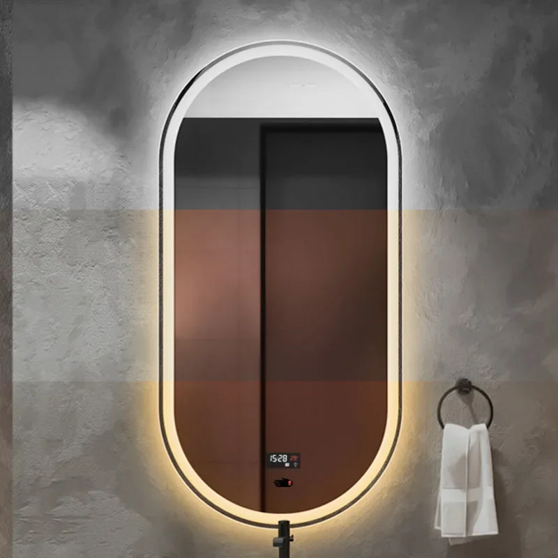 

Smart Bath Mirrors Fogless Large Rectangular Luminous Led Shower Bath Mirrors Aesthetic Touch Specchi Bathroom Fixture XY50BM