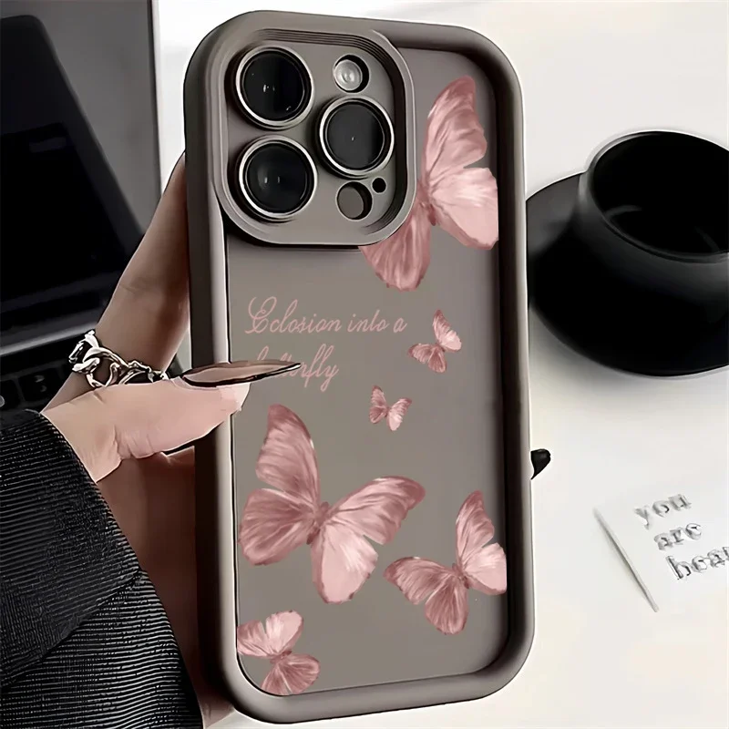 thumbnail image 1 of Funda de silicona con diseño de mariposa retro para iPhone 16, 15, 14 Pro Max Plus, 11, 12, 13 Pro, XS, 7, 8 Plus, SE, 2, X, XR, a prueba de golpes, 1 of 5