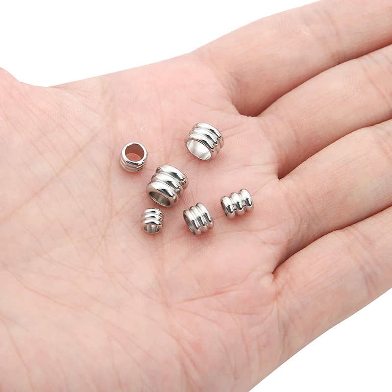 30pcs 3mm 4mm 5mm 6mm 스테인레스 스틸 큰 구멍 스페이서 비즈 DIY 쥬얼리 만들기 매력 목걸이 팔찌 튜브 비즈 도매