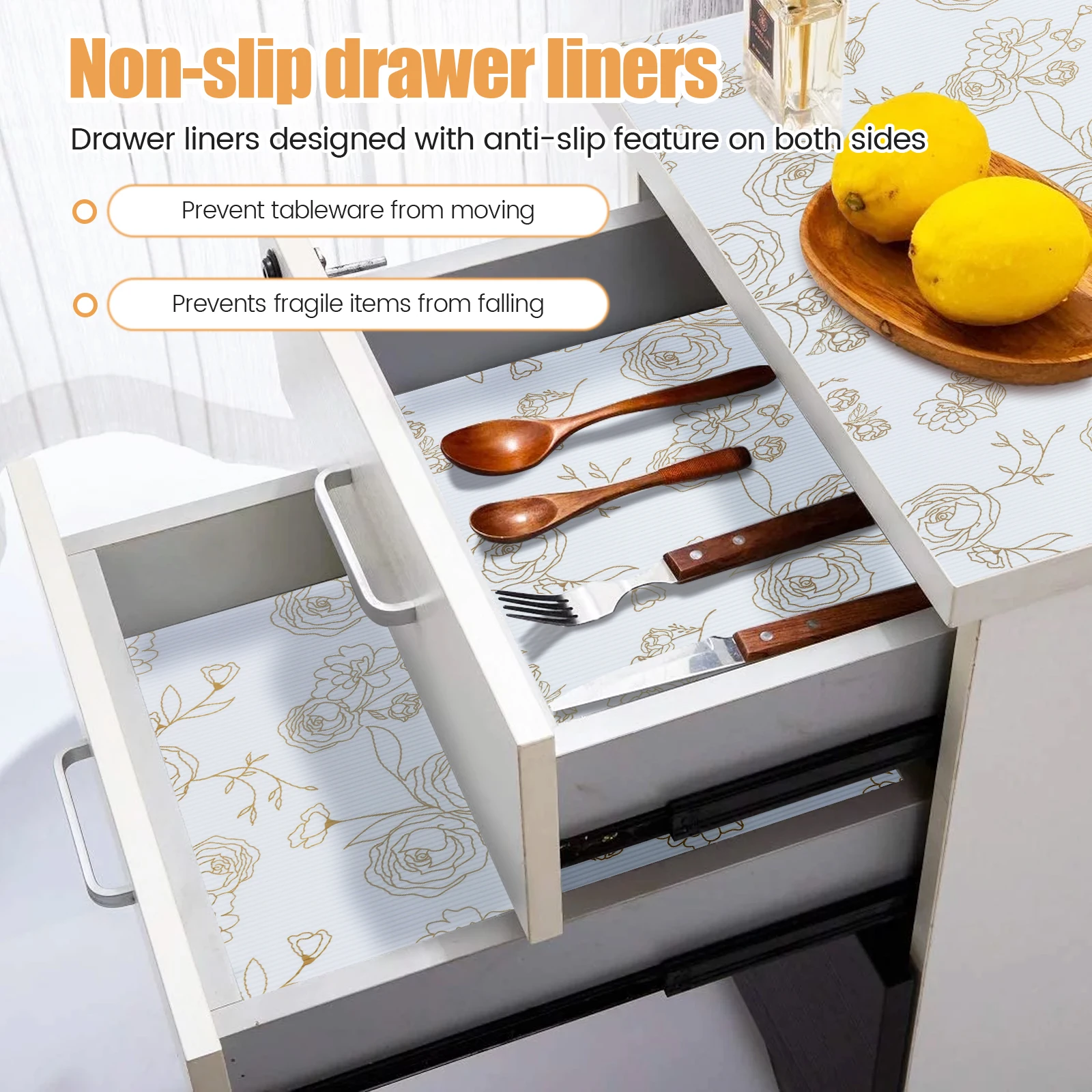 Waterproof EVA Drawer Liners Shelf Mats for Kitchen Cabinets